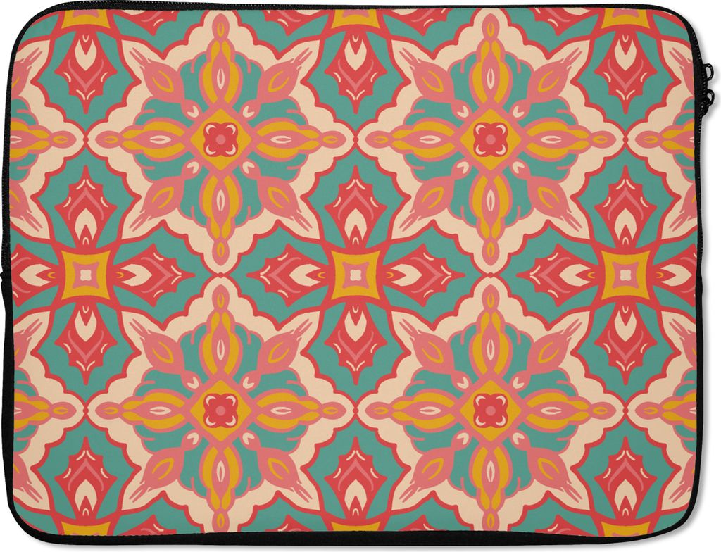 MuchoWow Laptop Hülle 17 Zoll Laptoptasche Muster - Hippie - Orange - Zipper - Schutzabdeckung