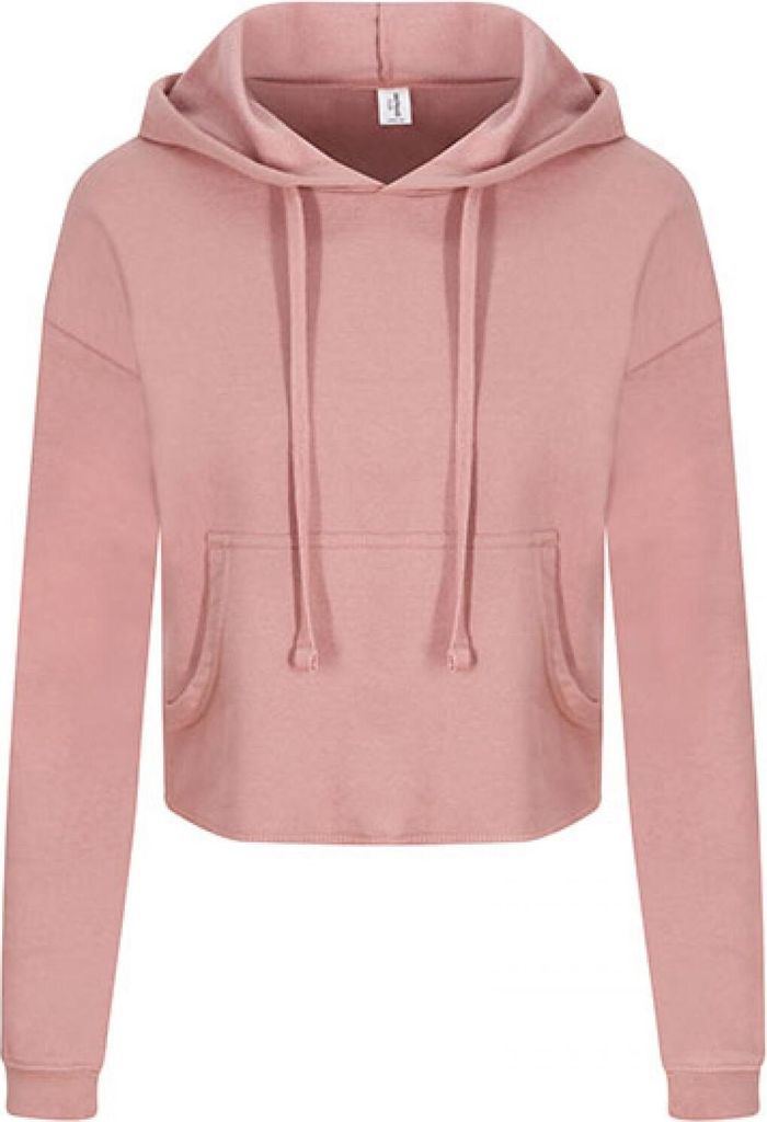 Just Hoods JH016 | Damen Cropped Hoodie - Weiche Baumwollaußenseite - Farbe: Dusty Pink - Größe: XXS