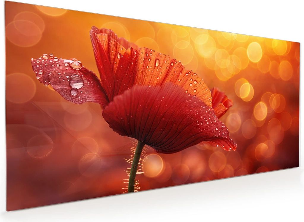 Küchenrückwand Spritzschutz Glas mit Motiv Roter Blütentropfen 40 x 40 cm