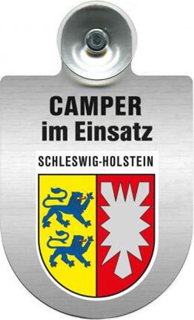 Einsatzschild Windschutzscheibe incl. Saugnapf - Camper im Einsatz - 309764 - incl. Regionen nach Wahl Color - Region Schleswig-Holstein