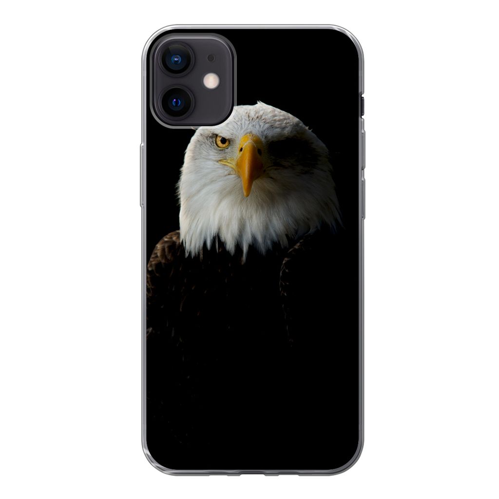 MuchoWow Handyhülle Schutzhülle Hülle für iPhone 12 mini Adler - Vogel - Schwarz Silikon Softcase Handy Hülle - Bild