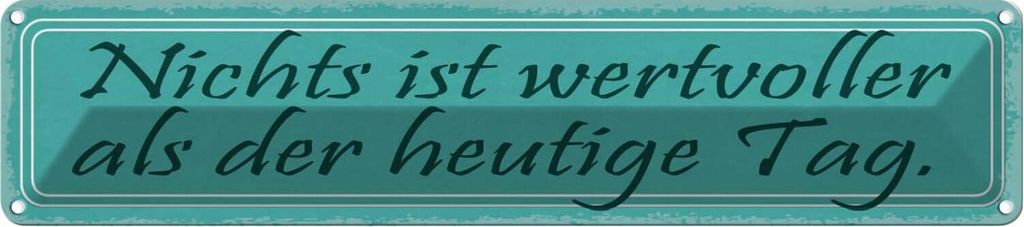 vianmo Blechschild 10x46 cm nichts wertvoller als heute Tag Spruch Zitat