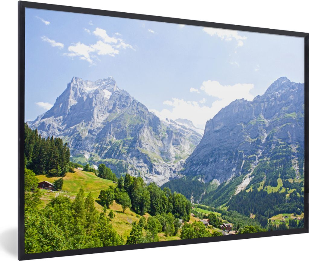 MuchoWow MuchoWow Gerahmtes Poster Panorama der Junfrau bei Eiger in der Schweiz 60x40 cm - Poster mit zchwarzem Bilderrahmen - Printing - Wand...