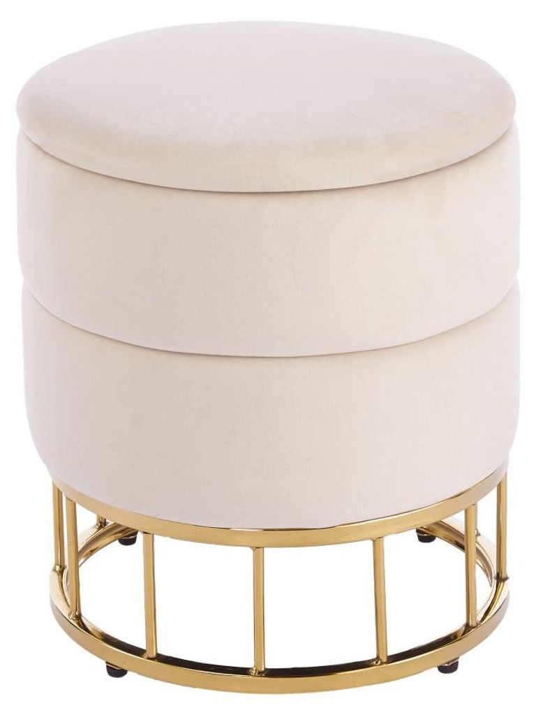 SINAN Hocker mit Stauraum – beige/gold Produktbild 