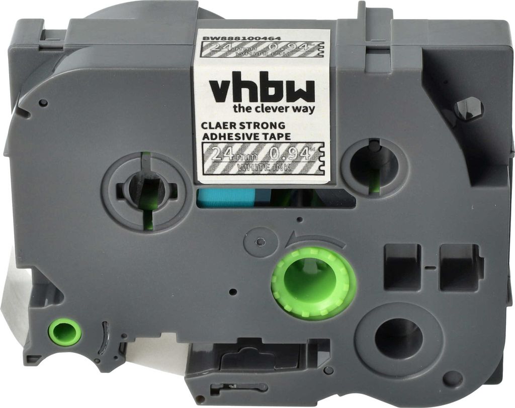 vhbw Schriftband-Kassette kompatibel mit Brother PT 2610, 2700 Etiketten-Drucker 8m x 24mm Weiß auf Transparent, Kunststoff, Extra Stark, Laminiert