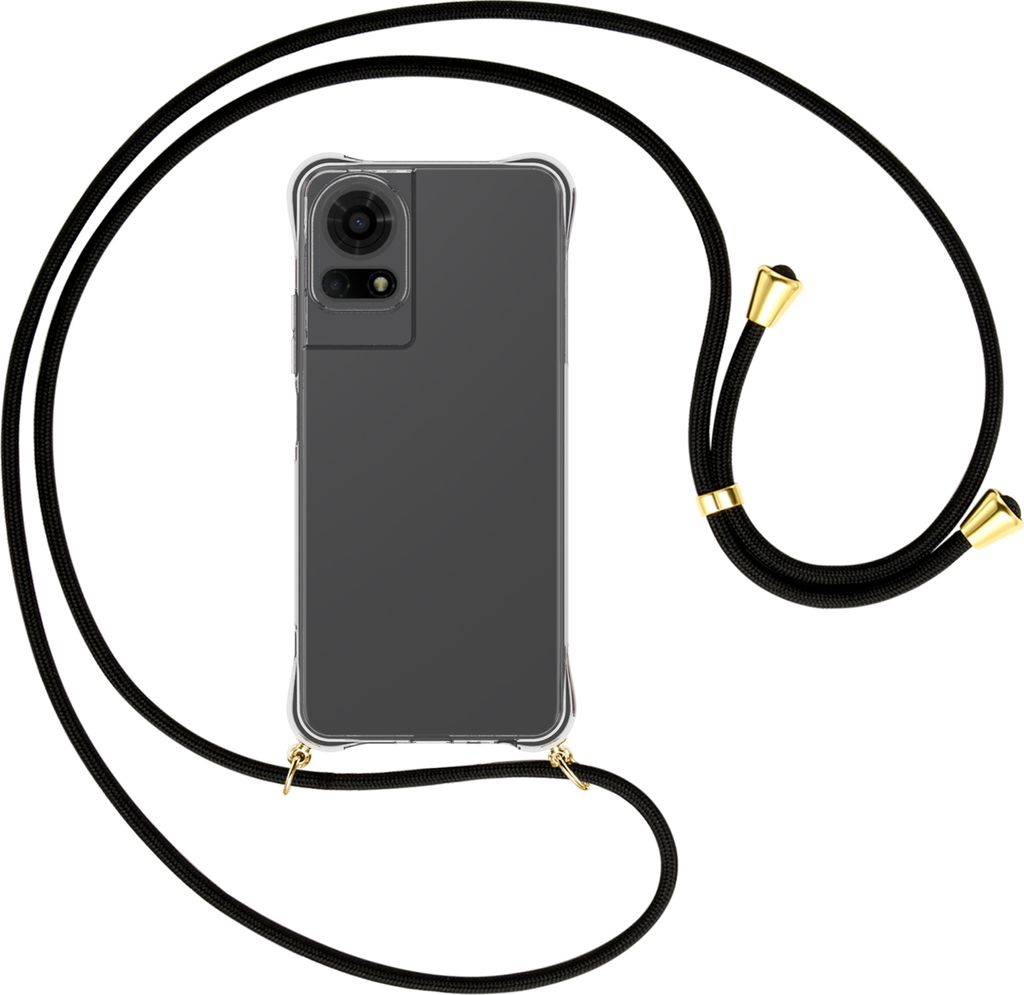 Handykette Backcover-Schutzhülle mit Band (Metall goldfarben) für TCL 50 EL 4G - schwarz