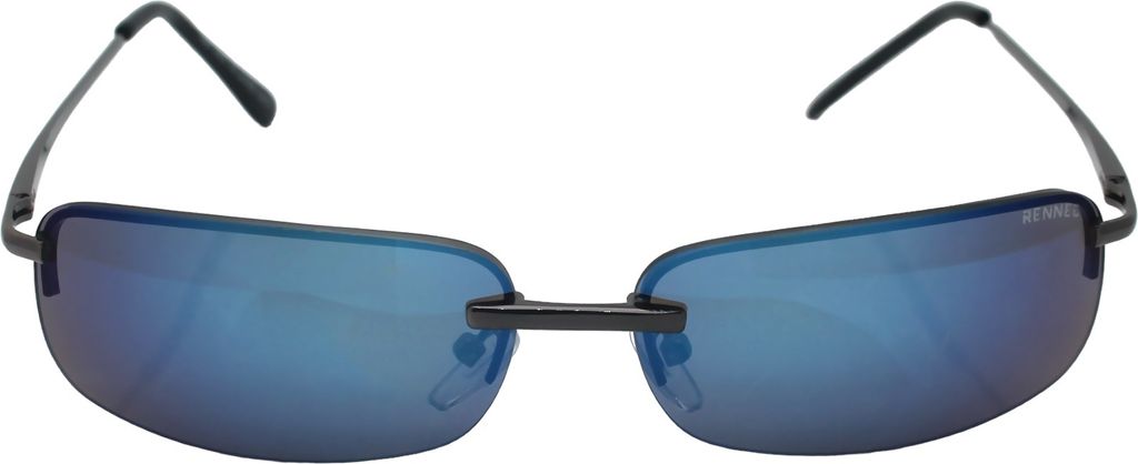 Sonnenbrille Schmal Blau Verspiegelt eckig Rechteckig Matrix Neo Design Edelstahl Brille Damen Herren Festivalbrille mit Federgelenke