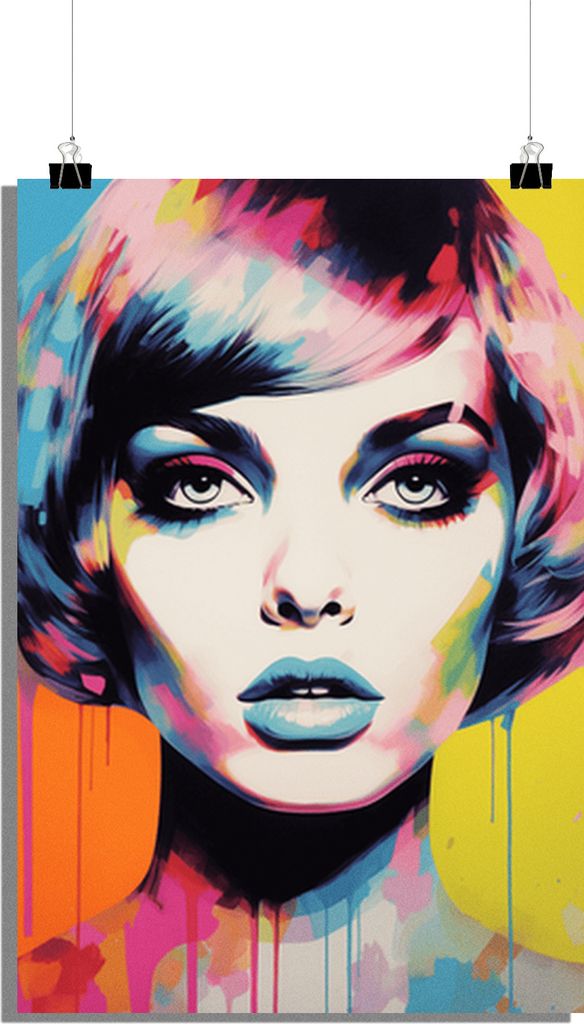 Stilvolles Poster - Pop Art Poster - Bob Line Hair Poster - Vintage Poster - 51x71cm - Perfekt zum Einrahmen