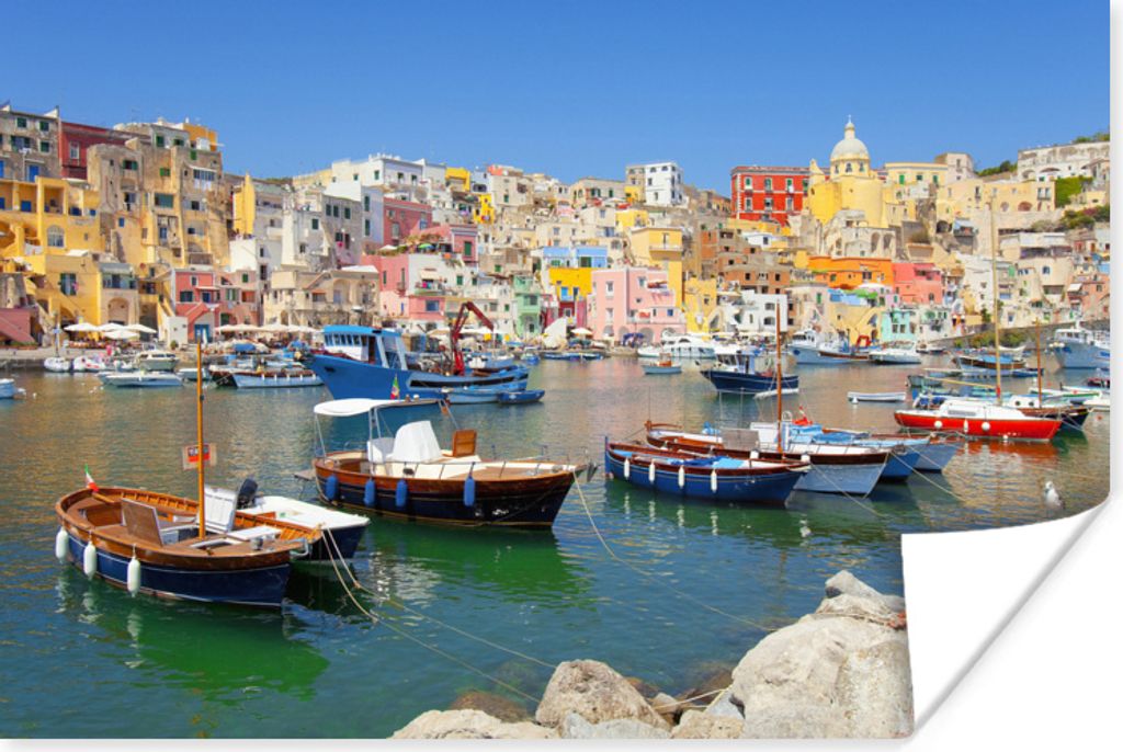 MuchoWow Poster Boot - Haus - Meer - Italien 120x80 cm - Bilder