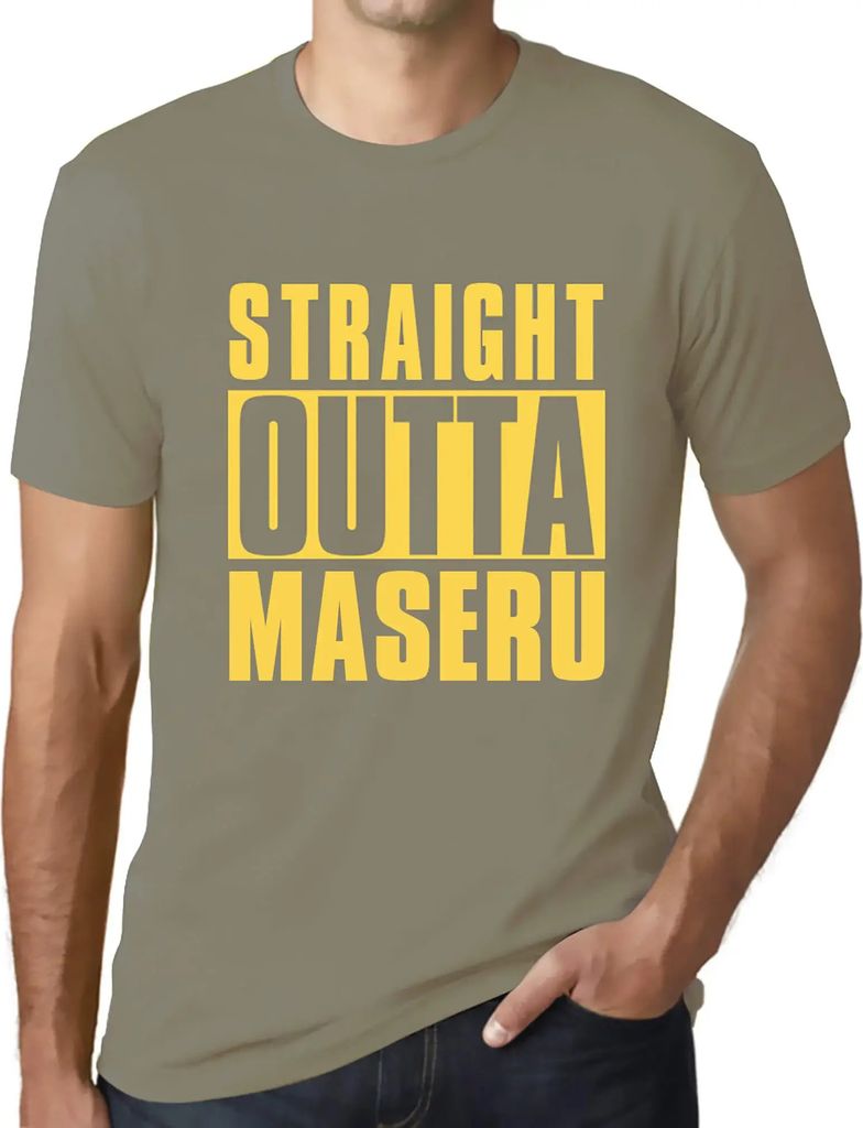 Herren Grafik T-Shirt Straight Outta Maseru Öko-Verantwortlich Vintage Jahrgang Kurzarm Lustige Druck Geburtstag Geschenk Mann