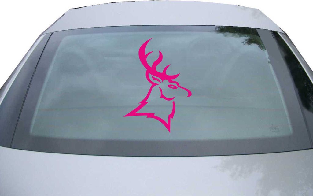 Indigos UG - Aufkleber Heckscheibe & Motorklappe DE6339 - pink - 600x428 mm - Hirsch - Auto Scheiben Fenster Heckklappe Tuning Racing JDM - Die cut