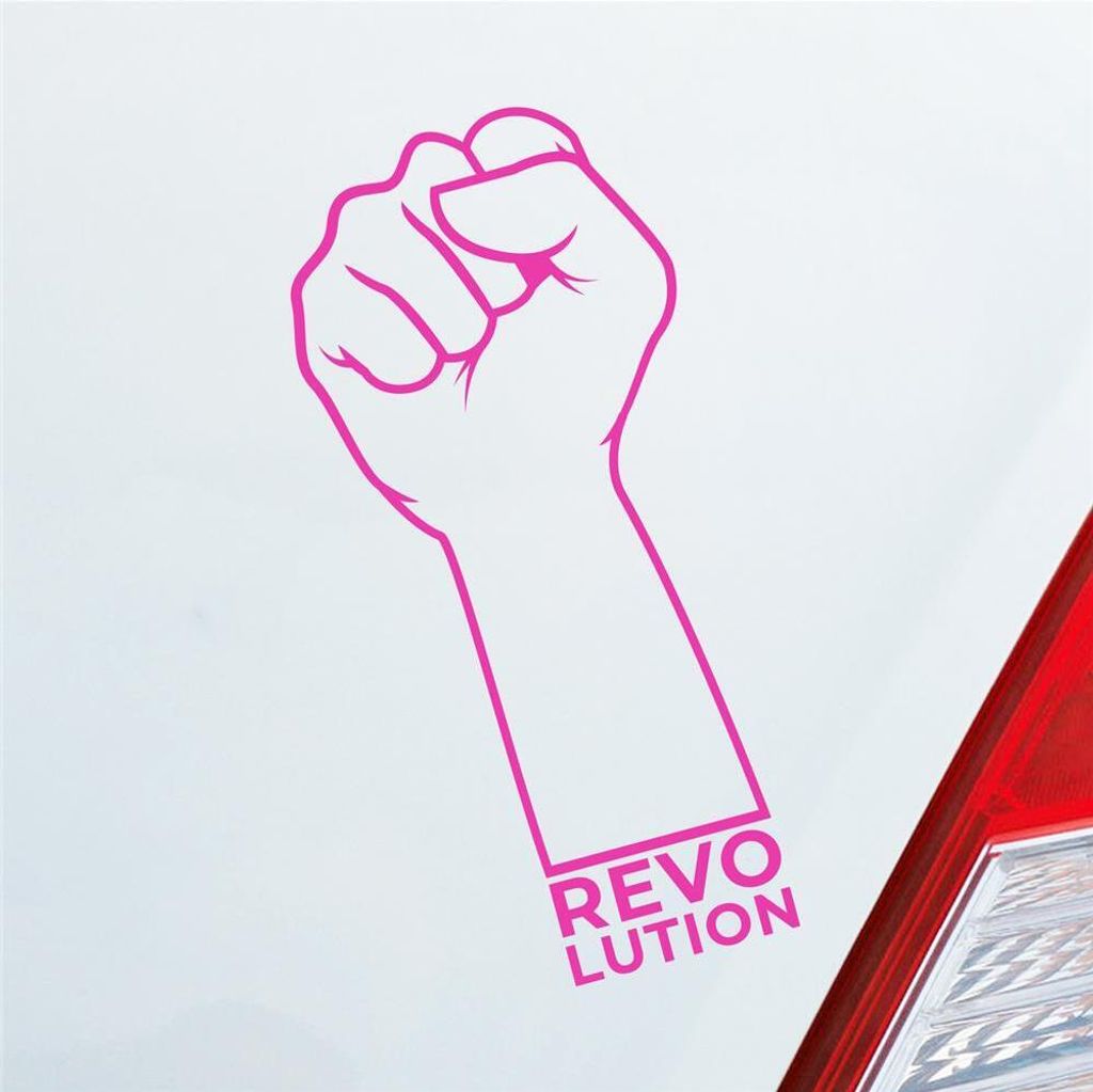 Auto Aufkleber Revolution Faust Fist Rebel Hand Veränderung Car 8x19 cm Pink Sticker Heckscheibenaufkleber