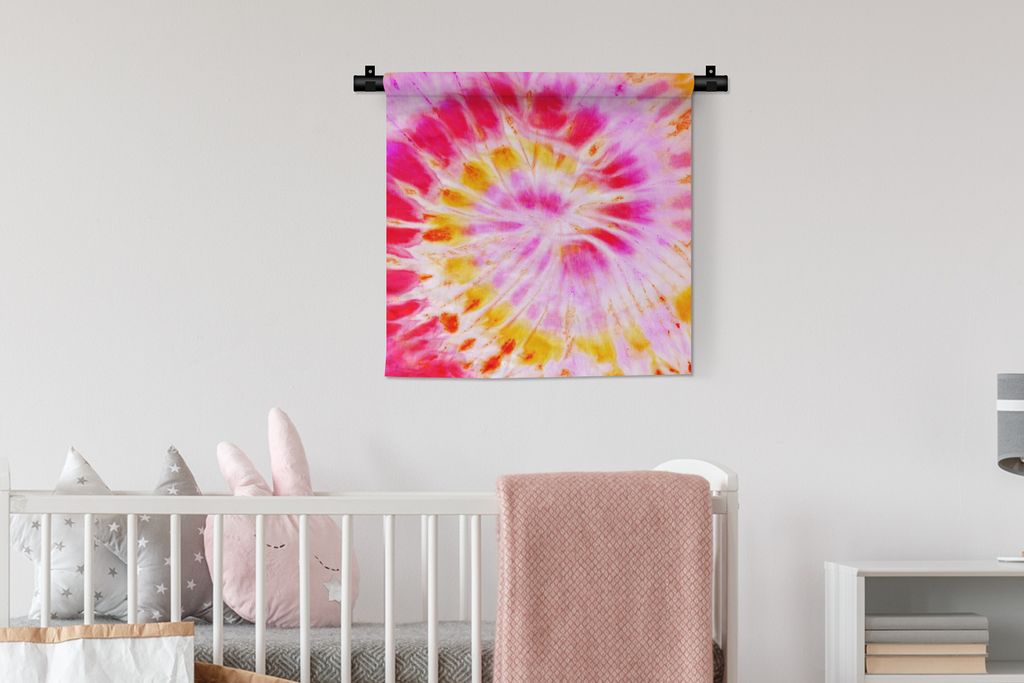 MuchoWow Wandteppich Wandbehang Krawattenfärbung - Rosa - Lila 60x60 cm Tapisserie Dekoration Wandtuch - Dekorationen - Wand Decke