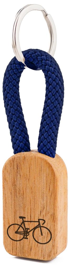 GIPFELWELLE Handgemachter Holz Schlüsselanhänger Kette Ring Paracord mit Gravur, 6 mm Segeltau, Damen Herren, Rennrad, Dunkelblau