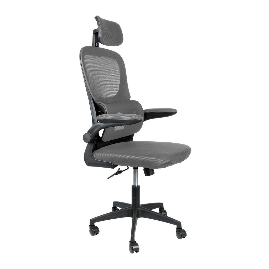Ergonomischer Bürostuhl mit Lendenstütze & Kopfstütze, Schreibtischstuhl mit atmungsaktivem Netzrücken,Arbeitsstuhl für Homeoffice/Büro (Grau)