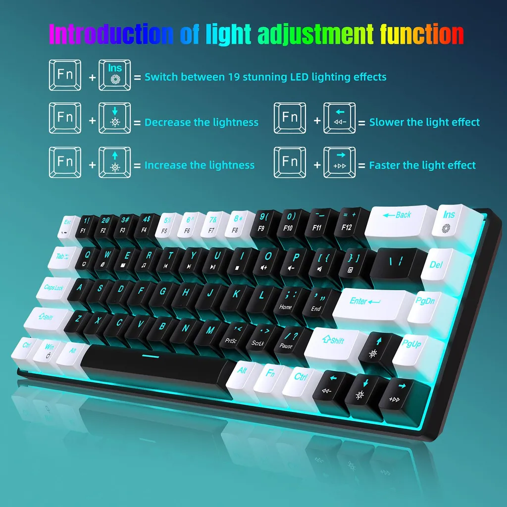 Clavier HXSJ V800 Hot-Swap avec Rétroéclairage Bleu Glacier Ergonomique