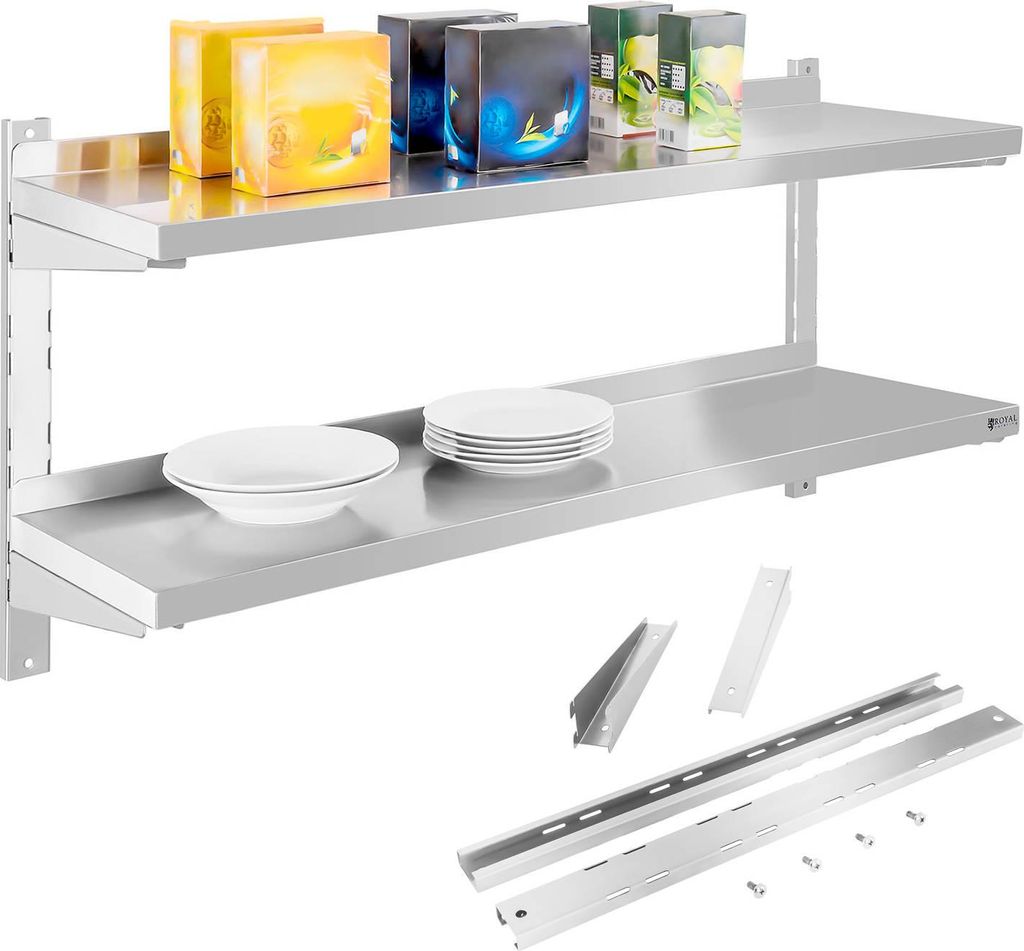 Półka Ścienna Stalowa Wisząca Podwójna Z Regulacją 120Cm Zdjęcie produktu 