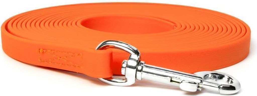 Mystique Biothane Schleppleine 13mm vernäht mit HS Standard Karabiner beta neon orange 15m