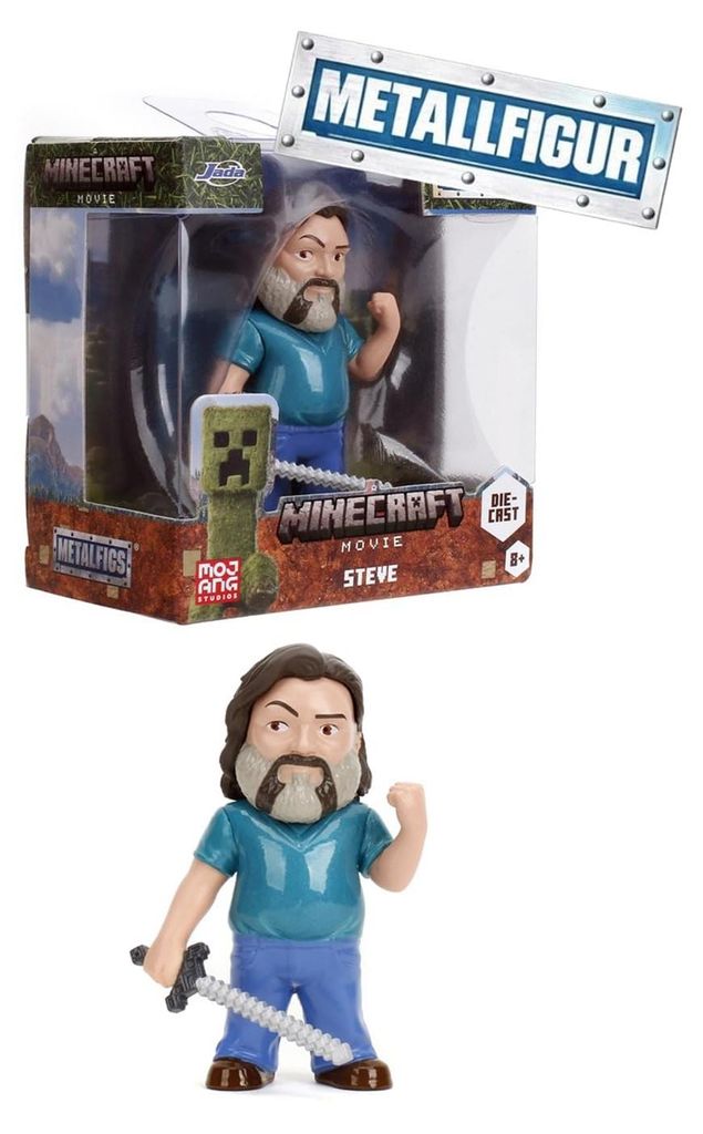 Jada Toys Minecraft Film-Figur (1 Stück) - 1 Sammelfigur aus Metall (Steve) für Fans und Kinder ab 8 Jahre, 6,5 cm