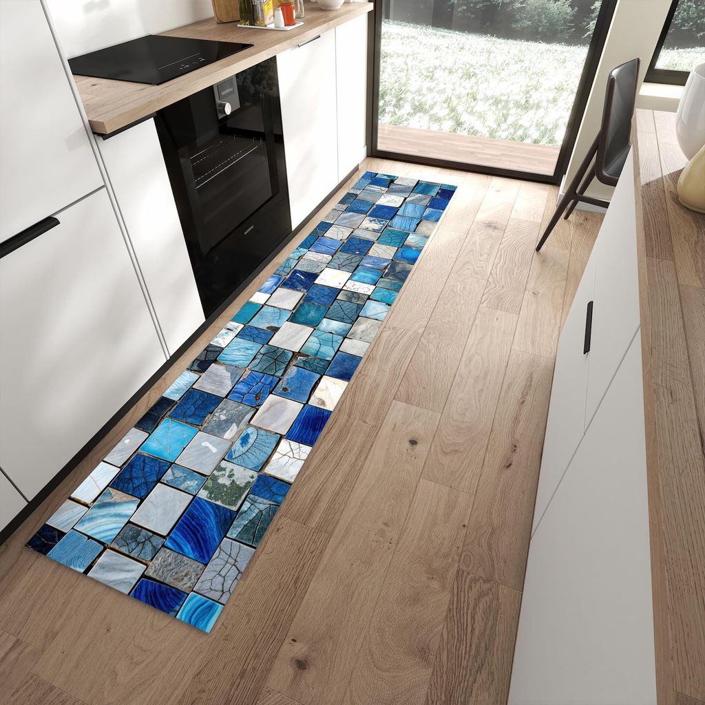 Küchenteppich 60x270cm rutschfest & abwischbar PVC Läufer - Mosaikfliesenmuster