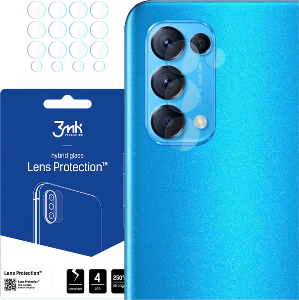 3mk Hybridglas Lens Protection für Oppo Find X3 Lite 5G Kamera Objektiv Kameralinse 0,16mm 6H (4 Stück)