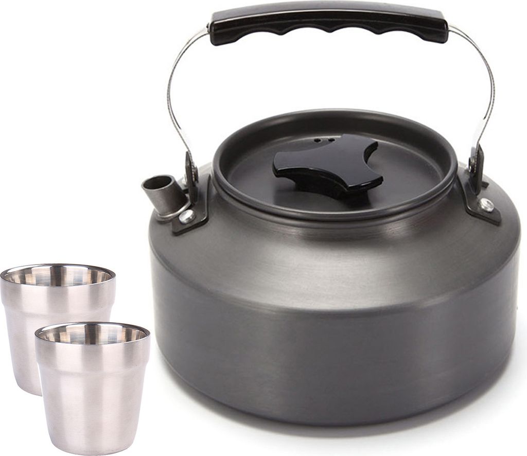 Outdoor-Teekanne mit Tasse Edelstahl Rostfrei Anti-Korrosions-Geschirr-Set Wasserkocher Camping Pinic Wandern