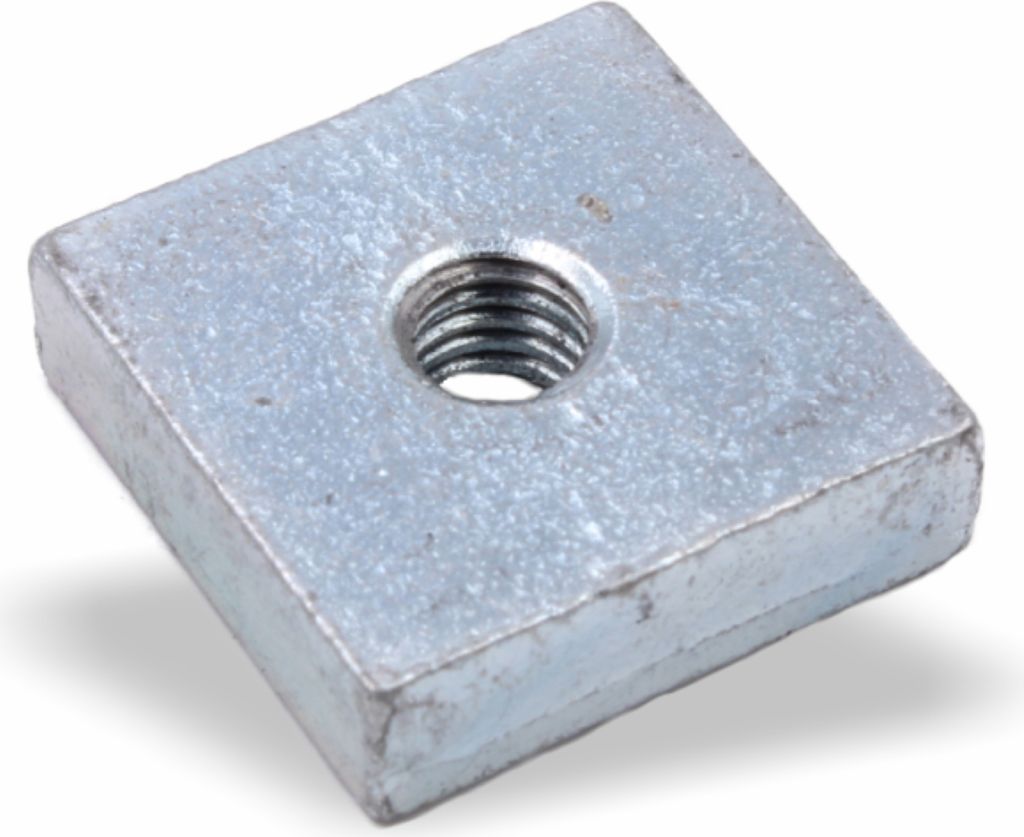 Nutenstein | Gewindeplatte 20x20x6 mm M6 Gewinde mittig | Stahl galvanisch verzinkt