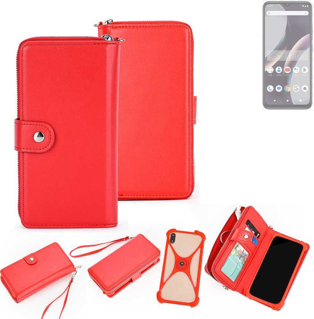 K-S-Trade 2in1 Schutzhülle Portemonnee Handyhülle mit Bumper kompatibel mit BLU C9 Hülle Case Etui Geldbörse Smartphone rot (1x)