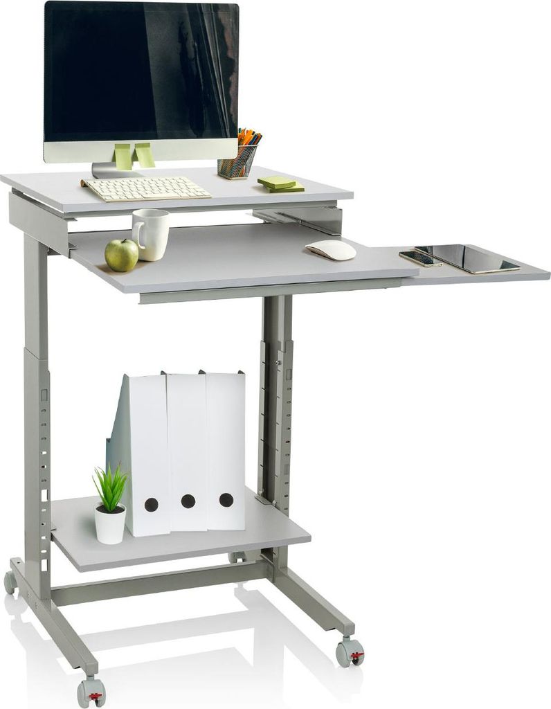 hjh OFFICE Stehschreibtisch WORKSTATION Sitz-Steh Schreibtisch höhenverstellbar, Stehpult Laptoptisch für Zuhause & Büro, Höhe 71.5 - 107.5 cm