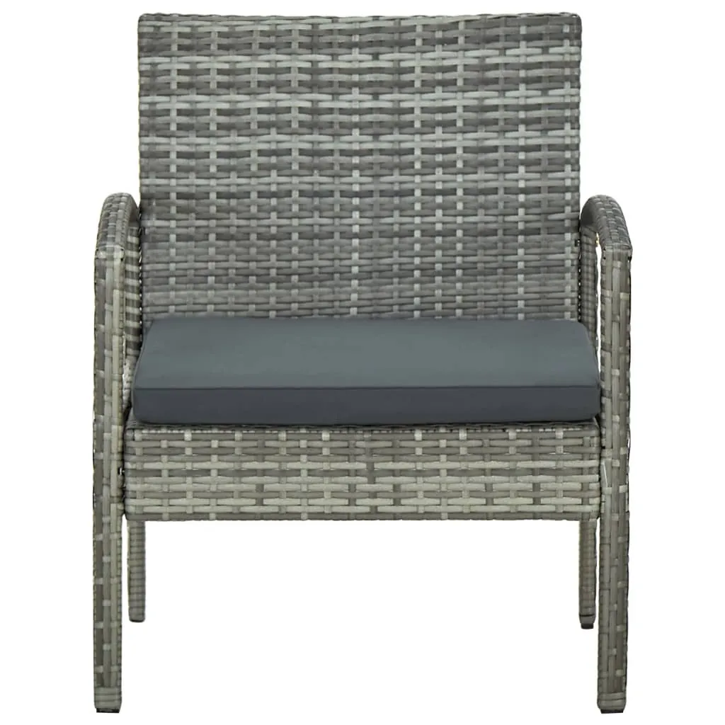 Chaise de jardin résistante en résine tressée grise et coussin inclus