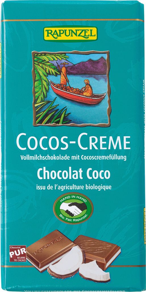 Rapunzel Vollmilchschokolade mit Cocos-Creme-Füllung 100g