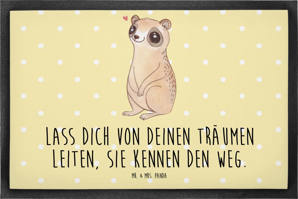 Mr. & Mrs. Panda fußmatte Plumplori Glücklich 50 x 75 cm - Gelb Pastell - Geschenk, Fußabstreifer, Schmutzfangmatte, Fußabtreter, Lustige Sprü...