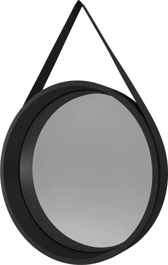 Grand miroir rond noir 50 cm avec cadre métal pour salle de bain rétro