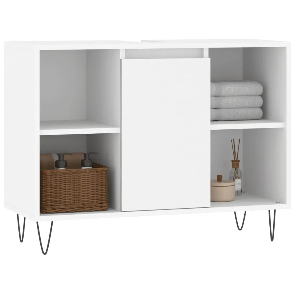 Mobiletto da Bagno vidaXL 80cm Bianco - Alta Resistenza e Stabilità - 3