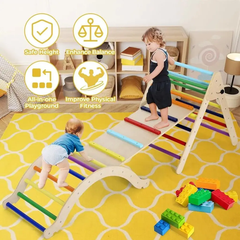 Triangle d'escalade pliable bois : la solution motricité enfant 3-7 ans