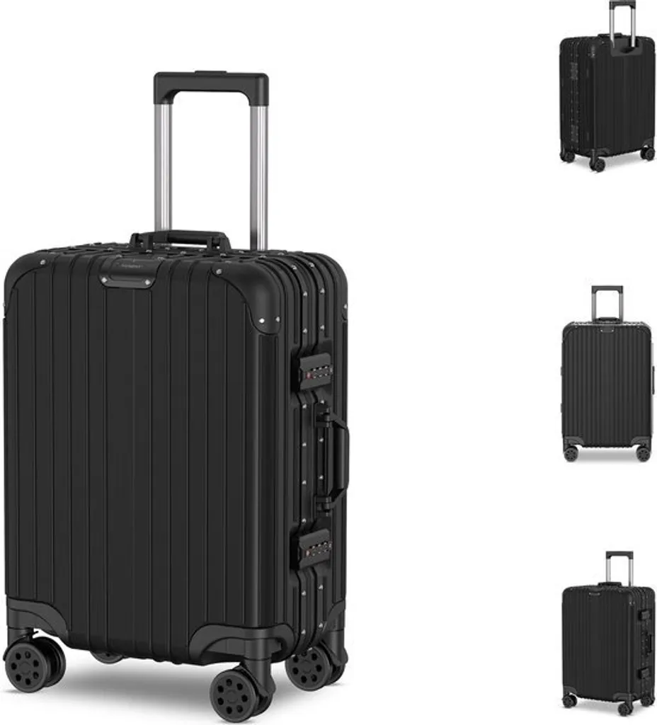 Voyagoux® AEON Valigia da trasporto - Trolley - 42L - Blocco TSA - Con ruote - Nero - Struttura in alluminio