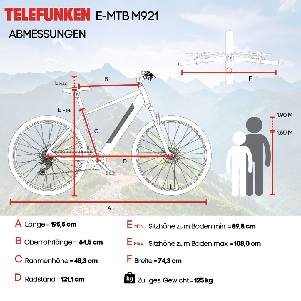 Telefunken MTB E-Bike Mountainbike für Herren und Damen | Produktbild 11
