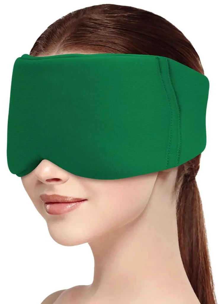 Masque de nuit 100% occultant vert avec velcro réglable pour le voyage