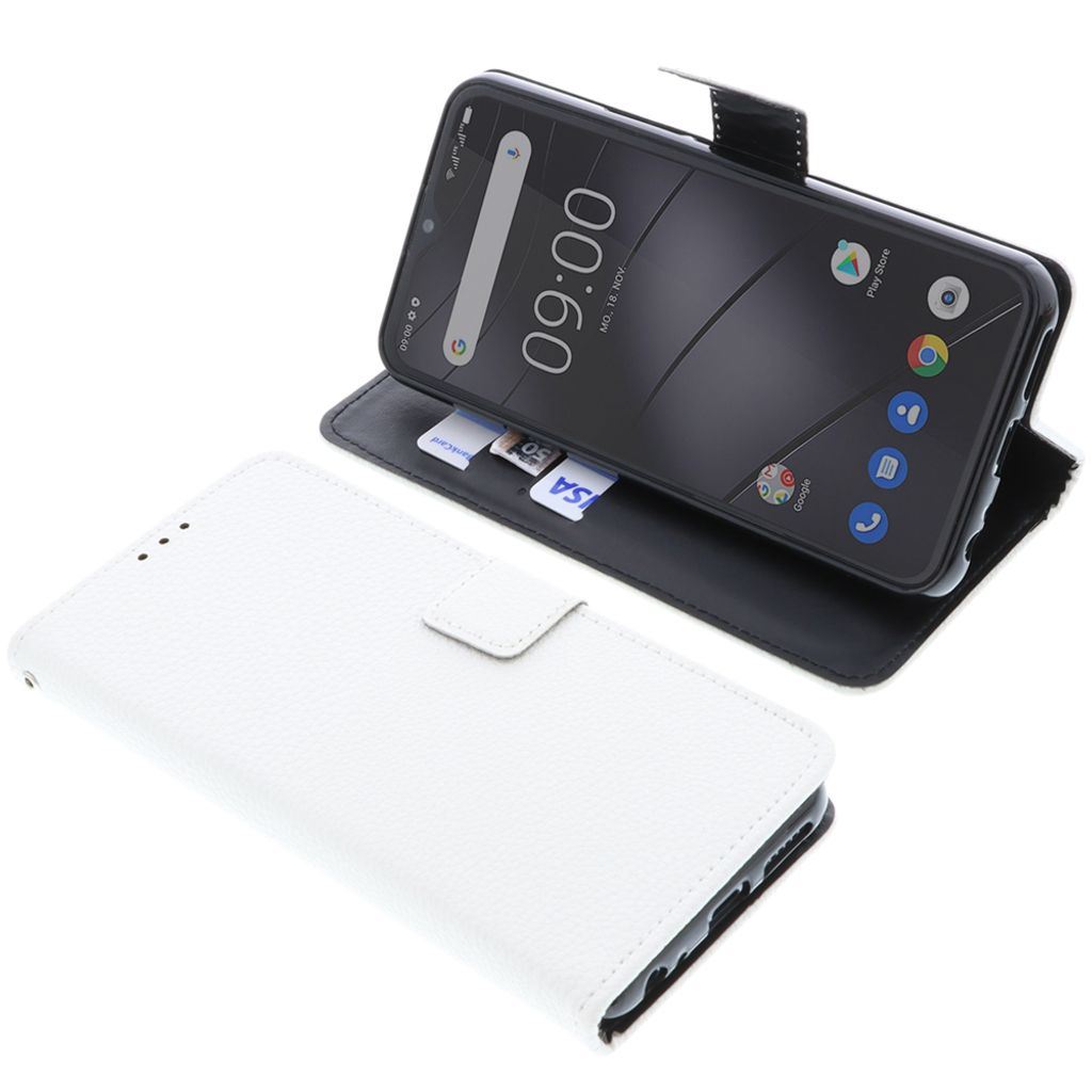 foto-kontor Tasche kompatibel mit Gigaset GS5 Book Style weiß Schutz Hülle Buch