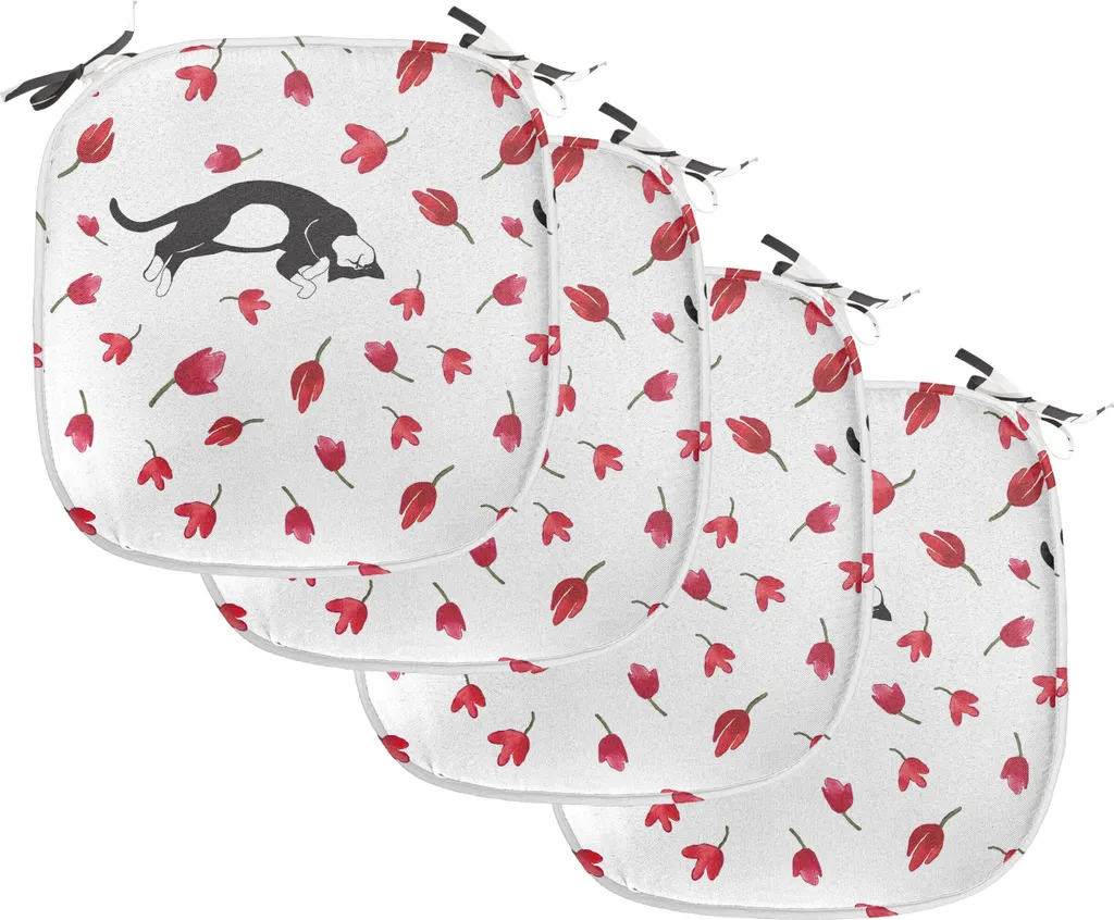 Cuscini Sedie Cucina Design Cat & Tulpen 40x40 Set 4 ABAKUHAUS