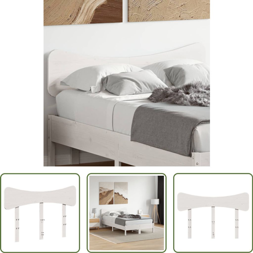 The Living Store Kopfteil Weiß 135 cm Massivholz Kiefer