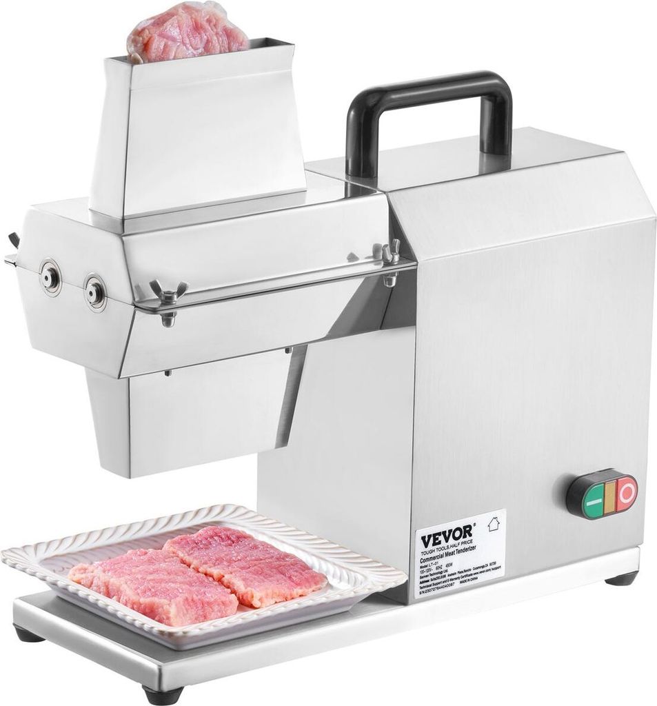 Commercial Meat Tenderizer, Heavy Duty Stainless Steel Kitchen Tool with Handle, Meat Tong, and Cleaning Brush, 450W Electric Meat Tenderizer Machi...