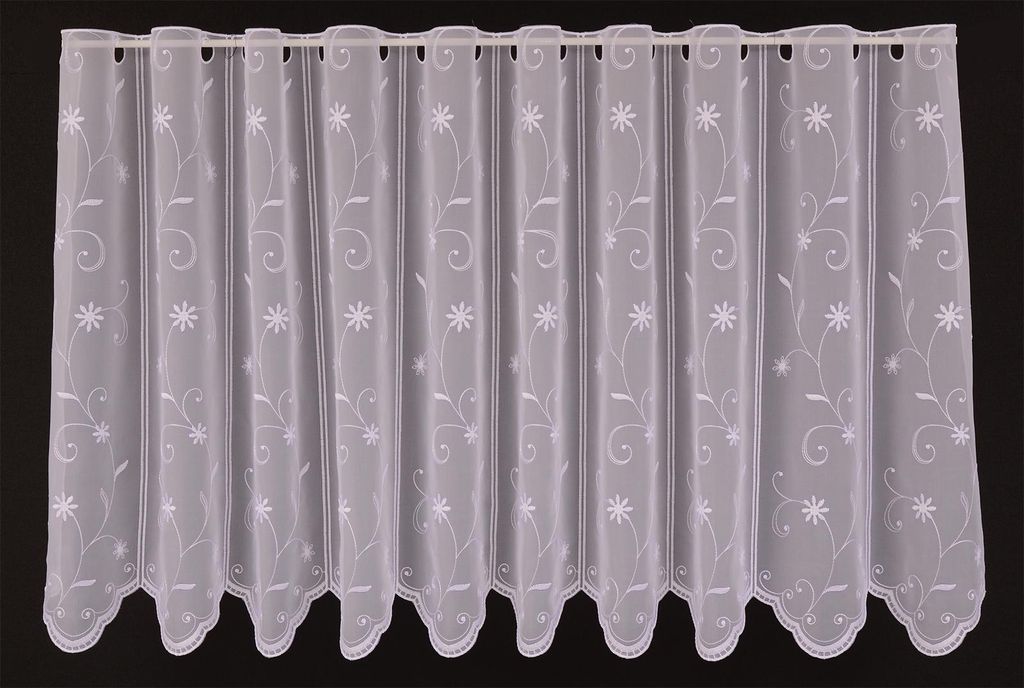 Gardinen Kranzusch Voile feiner Blumenranke 60x112 cm H/B weiß Bistrogardine Vorhang Küche 1er Pack