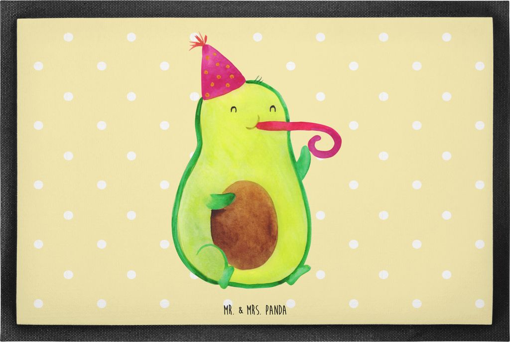 Mr. & Mrs. Panda Fußabstreifer Avocado Geburtstag 60 x 90 cm - Gelb Pastell - Geschenk, fußmatte, Schmutzmatte, Abtreter, Fussmatte, Türmatte, F...