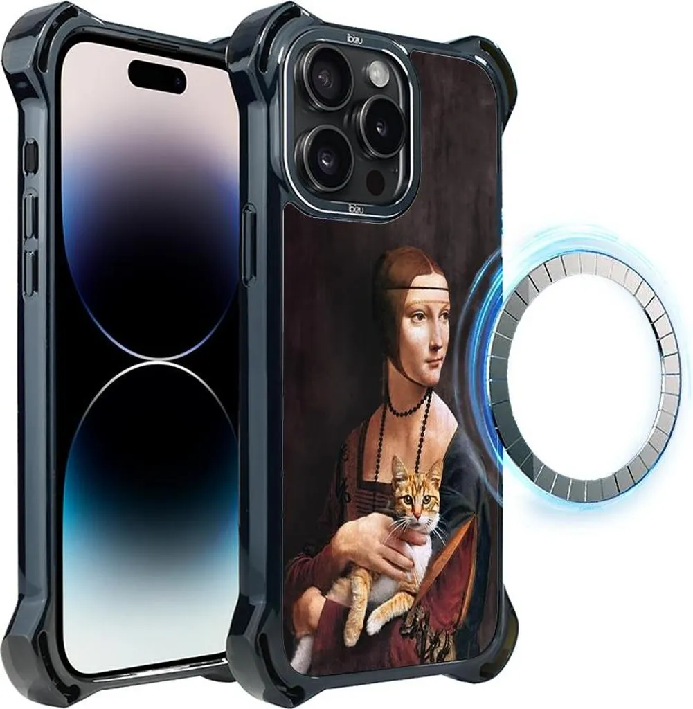 Protection iPhone 14 Pro Max Antichoc avec MagSafe Dame avec chat IBIZU