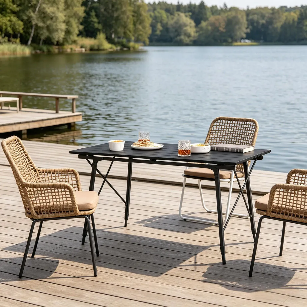 Table de camping pliable à hauteur réglable avec plateau en aluminium