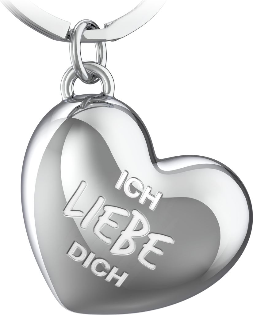Herz Schlüsselanhänger in Silber mit Gravur - "Ich liebe dich" - Glücksbringer Geschenk für Partner Freundin Ehefrau