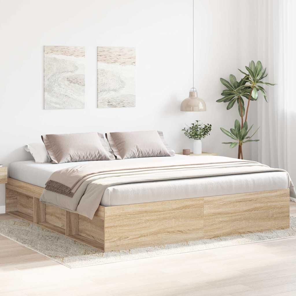 vidaXL Bettgestell Sonoma-Eiche 180x200 cm Produktbild 
