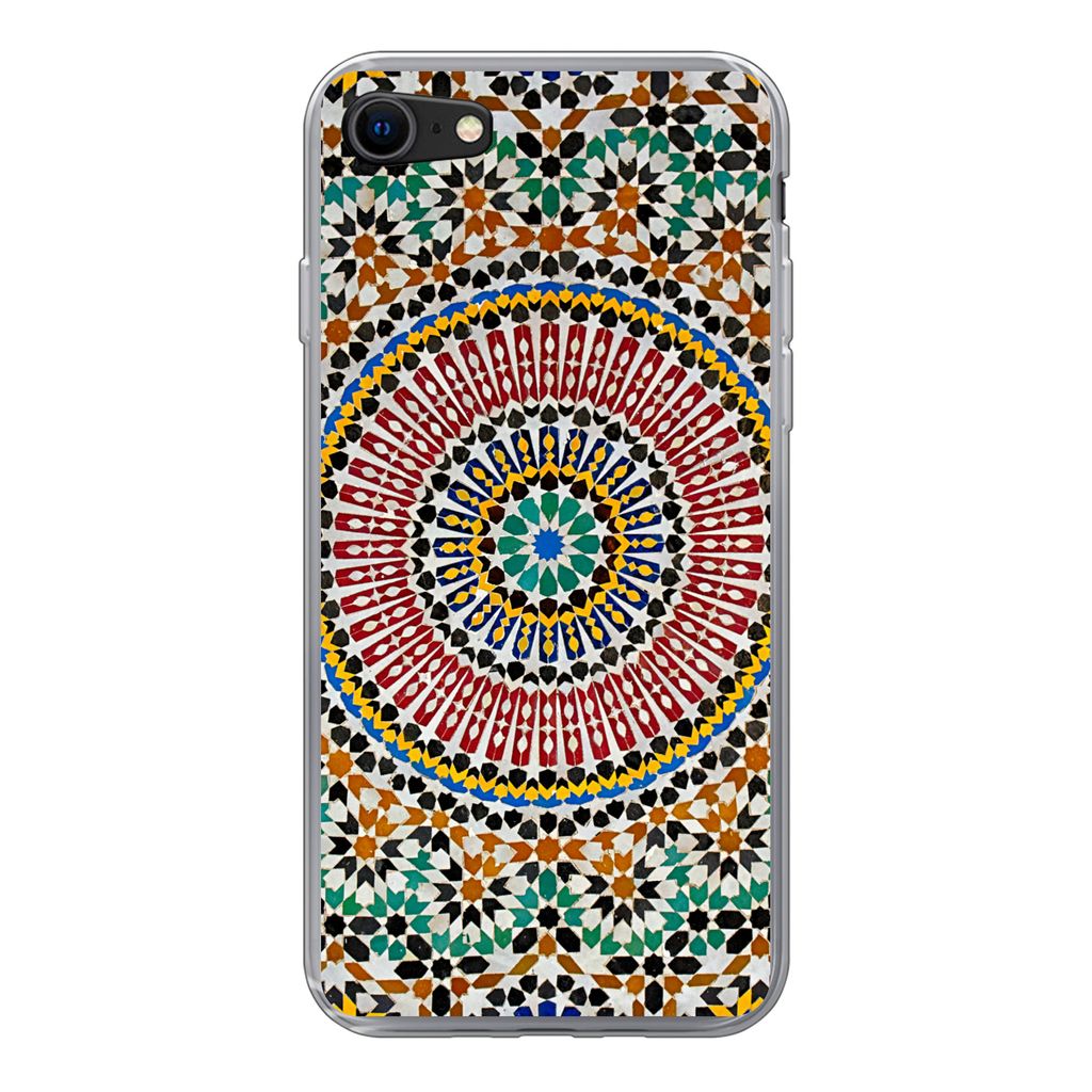 MuchoWow Handyhülle Schutzhülle Hülle für iPhone 7 Ansicht eines marokkanischen Mosaiks von oben Silikon Softcase Handy Hülle - Kartenhalter