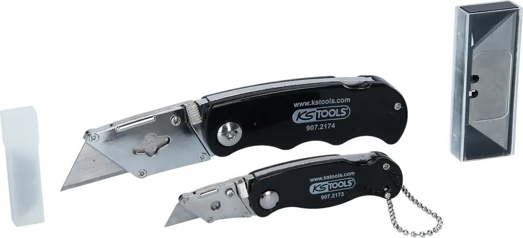 Couteaux pliants KS Tools 2 pièces - Manche ergonomique et lame acier